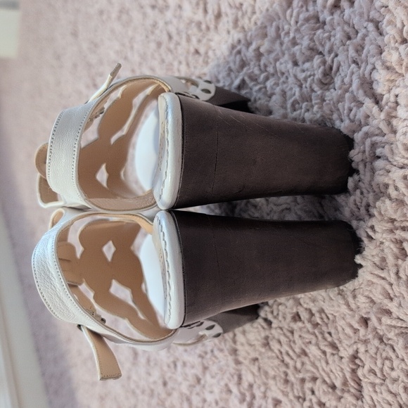 White Leather Wooden Mules size 38 - Picture 4 of 6